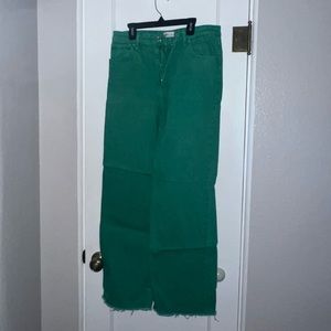 Green wide leg jeans
